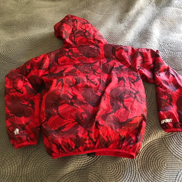 Bape Bathing Ape red Camo reversible puffer jacket size S - Picture 2 of 12